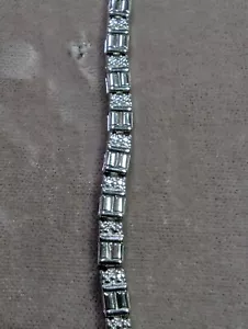 Round Diamond Accent Tennis Bracelet Platinum Over Sterling Silver - Picture 1 of 11