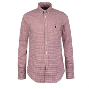 Ralph Lauren Red Check Long Sleeve SZ XL (18/20) Curved Hem Button Down Shirt - Picture 1 of 6