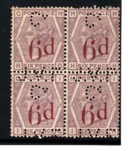 GB 6d piastra lilla 18 BLOCCO di 4 *JVF* PERFIN SG.162 Cat £2.750 1883 1052 - Foto 1 di 6