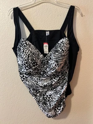 Nuevo con etiquetas Traje de baño Jaclyn Smith para mujer talla grande 26W animal print Tankini traje de baño Foto 1 de 4
