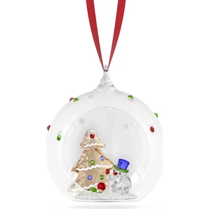 Adorno de bola de muñeco de nieve y árbol de saludos navideños de cristal Swarovski 5701509 - Imagen 1 de 2