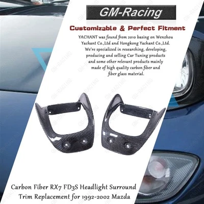 Repuesto de moldura envolvente de faros de fibra de carbono RX7 FD3S para Mazda 1992-2002 Foto 1 de 4