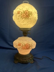 Rare Vintage Phoenix Table Lamp Wild Rose Gone with the Wind Style Milk Glass - Picture 1 of 21
