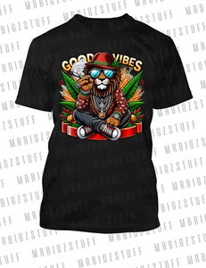 420 Marijuana Good Vibes Lion King Tee Shirt Hip Hop Streetwear Big Tall Sm - Picture 1 of 8