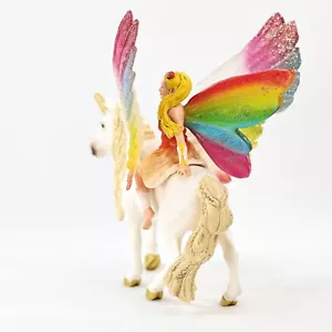 Schleich Fantasy Bayala Ilaya with Rainbow Wings on Winged Rainbow Unicorn 70576 - Picture 1 of 12