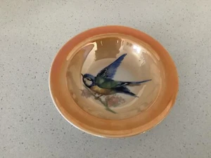 VICTORIA CHINA CZECHOSLOVAKIA SLOVAKIA VINTAGE ORANGE LUSTREWARE BOWL BLUE BIRD - Bild 1 von 6