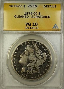 1879-CC Morgan Silver $1 ANACS VG-10 Details Clnd. Scratched (Better Coin) (16) - Picture 1 of 2