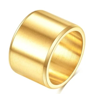 Anillo mate con banda cepillada de oro/plata de 15 mm para hombre joyería acero inoxidable talla 7-12 - Imagen 1 de 9