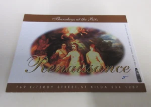 The Ritz Nightclub - Renaissance Promotional Pass - St Kilda, Melbourne - 1990s - Imagen 1 de 5