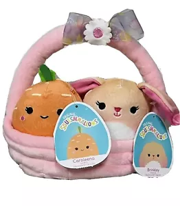 Malvaviscos blandos nuevo con etiquetas 5"" Caroleena la zanahoria y Brinkley el conejo cesta de Pascua - Imagen 1 de 8
