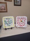 Sambuco Mario Deruta Italy Art Pottery Dish Plates Hand Painted 2 Pc Set 6-3/8"