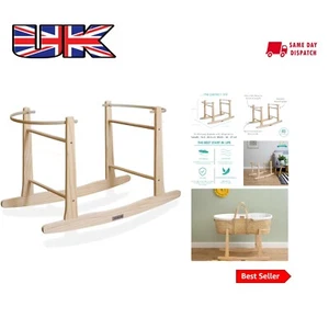 Gentle Rocking Moses Basket Stand in Natural Finish - Height Adjustable Design - Picture 1 of 8