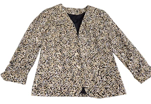 Notations Open Front Jacket Womens Small 3/4 Cuffed Sleeve Abstract Print Blazer - Picture 1 of 6