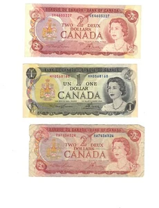 ZWEI KANADA-DOLLAR-SCHEIN VON 1974 UND EIN KANADA-DOLLAR-SCHEIN VON 1973 - Bild 1 von 2