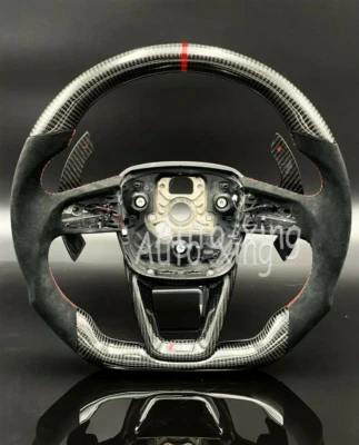 Volante de fibra de carbono Alcantara para Audi RSQ3 Q5 Q7 Q8 RSQ8 S4 S+ paletas Foto 1 de 4