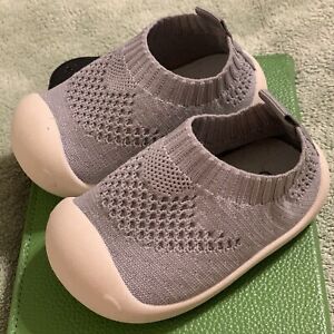 Baby Kids Slip On Size 14 First Walking Shoes Light Gray Slip Resistant Soles