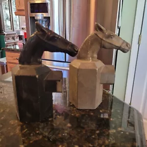 Lot 2 Vintage Cowboy Antique Equestrian Horse Head Fence Post Gate Topper Cap A - Picture 1 of 10
