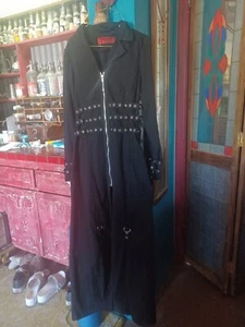 TRIPP NYC Long Black Trench Coat Jacket Punk Gothic Goth Rave Y2K Heavy Thick - Picture 1 of 6