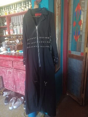 TRIPP NYC Long Black Trench Coat Jacket Punk Gothic Goth Rave Y2K Heavy Thick - Image 1 of 4