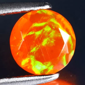 0.45 ct Superior Round Cut (7 x 6 mm) Heated Orange Fire Opal Loose Gemstone - Picture 1 of 2