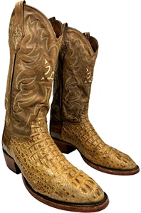Tony Lama 1064 Men's Tan Bodycut Royal Hornback Caiman Leather size 8D - Picture 1 of 15