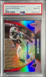 2003 Bowman's Best Julius Peppers roter Refraktor/50 PSA 8 Pop 1, 1 höher 2. Jahr - Bild 1 von 2