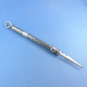 Palillo de dientes victoriano de plata de ley/colgante antiguo - Imagen 1 de 6