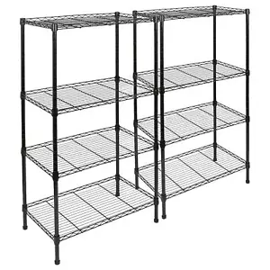 2x 4 Ebenen verstellbare Drahtregale schwarz 4 Regale Garage Lagerregal - Bild 1 von 7