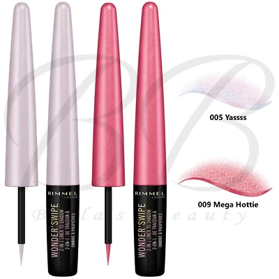 RIMMEL Wonder'Swipe 2-in-1 Glitter Metallic Liner To Shadow 1.7ml *CHOOSE SHADE* - Image 1 of 4
