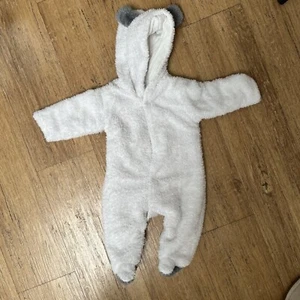 Baby Boys Girls Fluffy Teddy/Puppy Fleece Warm Hooded Romper Jumpsuit 3-6mo - Picture 1 of 3