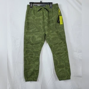 Broken Threads Boys Green Palm Leaves Tropical Stretch Joggers Size L/14 New - Picture 1 of 10