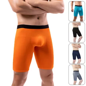 Hombres Bragas Largas Boxers Deportes Ropa Interior Apretada Bañador Calzoncillos Medio Pantalones Cortos - Imagen 1 de 16