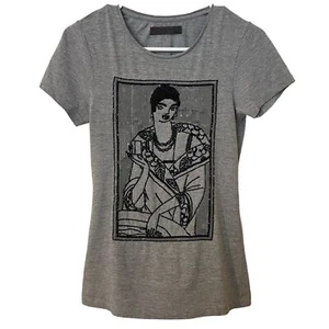 Zara Collection Women's Gray Heavily Beaded Sequin Elevated T-Shirt - Size Small - Bild 1 von 4