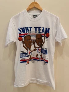 Vintage 1989 Detroit Pistons Swat Team Worm Rodman Sprider Salley Shirt M - Picture 1 of 5