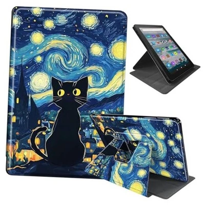 DEGDFSGR para Tableta Amazon Fire Hd 10 2023 Noche Estrellada Gato Negro Totalmente Nueva Foto 1 de 4
