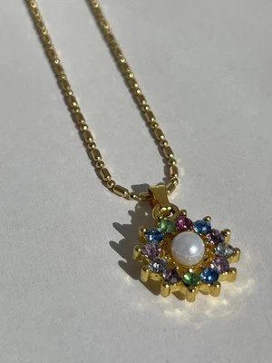 Подвеска в виде подсолнуха 18 карат желтое золото RGP 16 дюймов цепочка - Изображение 1 из 4