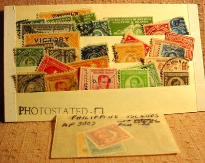 36 estampillas de Filipinas de ocupación de Estados Unidos - finales de 1800’s a 1930’s con tipos de overstamp Foto 1 de 4