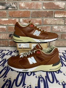 Size 8.5 - New Balance 991 MiUK Brown Leather Preowned Original Box M991GNB - Picture 1 of 6