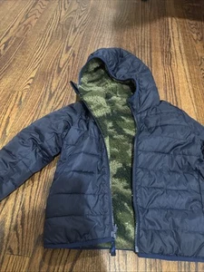 Boys size XS and S JCREW / CREWCUTS KIDS REVERSIBLE SHERPA PUFFER JACKET Navy - Picture 1 of 3