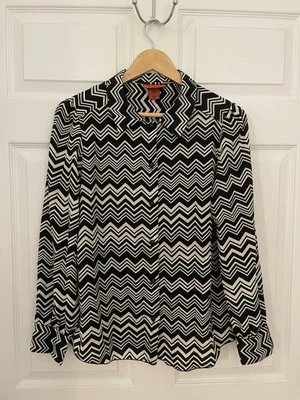 Blusa Missoni For Target para mujer L negra blanca con cuello excelente geométrica Foto 1 de 4