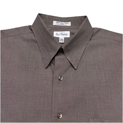 Camisa de vestir Paul Fredrick gris 100 % algodón con botones para hombre 17-36 Foto 1 de 4