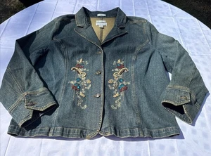 CJ Banks Denim handbestickte Jacke Damen Stretch 1XL gebraucht Fehler - Bild 1 von 16