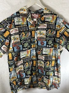 RJC Hawaiian Shirt Mens XL Floral Palm Tree Beach Aloha Made in Hawaii USA Camp - Picture 1 of 9