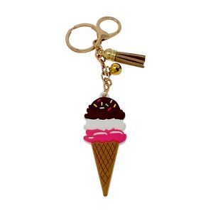 Cute keychain Silicon Rubber for Women Girl Purse Charm Key Finder Ice Cream NEW