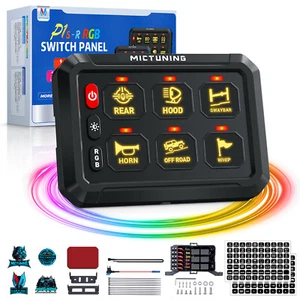 6 Gang RGB Switch Panel On/Off Toggle LED Light Circuit Relay System Box Kit 12V - Picture 1 of 12