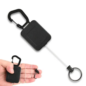 Heavy Duty Retractable Carabiner Key Chain Badge Holder With Steel Cord keychain - Picture 1 of 8