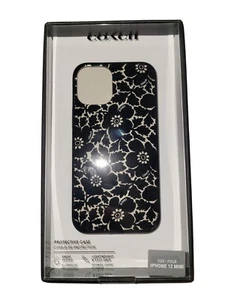 Coach - Slim Protective Case for iPhone 12 Mini - Bold Floral Black New - Picture 1 of 8