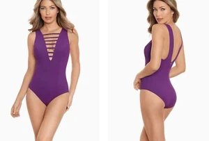 Costume da bagno Amoressa Miraclesuit Cami pezzo unico costume da bagno viola taglia 12 $188 - Foto 1 di 3