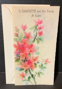 Vintage Vergissmeinnicht Osterkarte UNBENUTZT Tochter schöne rosa Blumen gold glitzernd - Bild 1 von 5