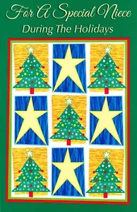 FROHE HOLIDAY NEUJAHR Karte FÜR NICHTE, Weihnachtsbäume von Salamander Studios + ✉ - Bild 1 von 4